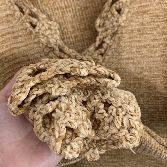 Vintage Bohemian long sleeve camel v neck tunic pullover sweater large - Picture 5 of 7